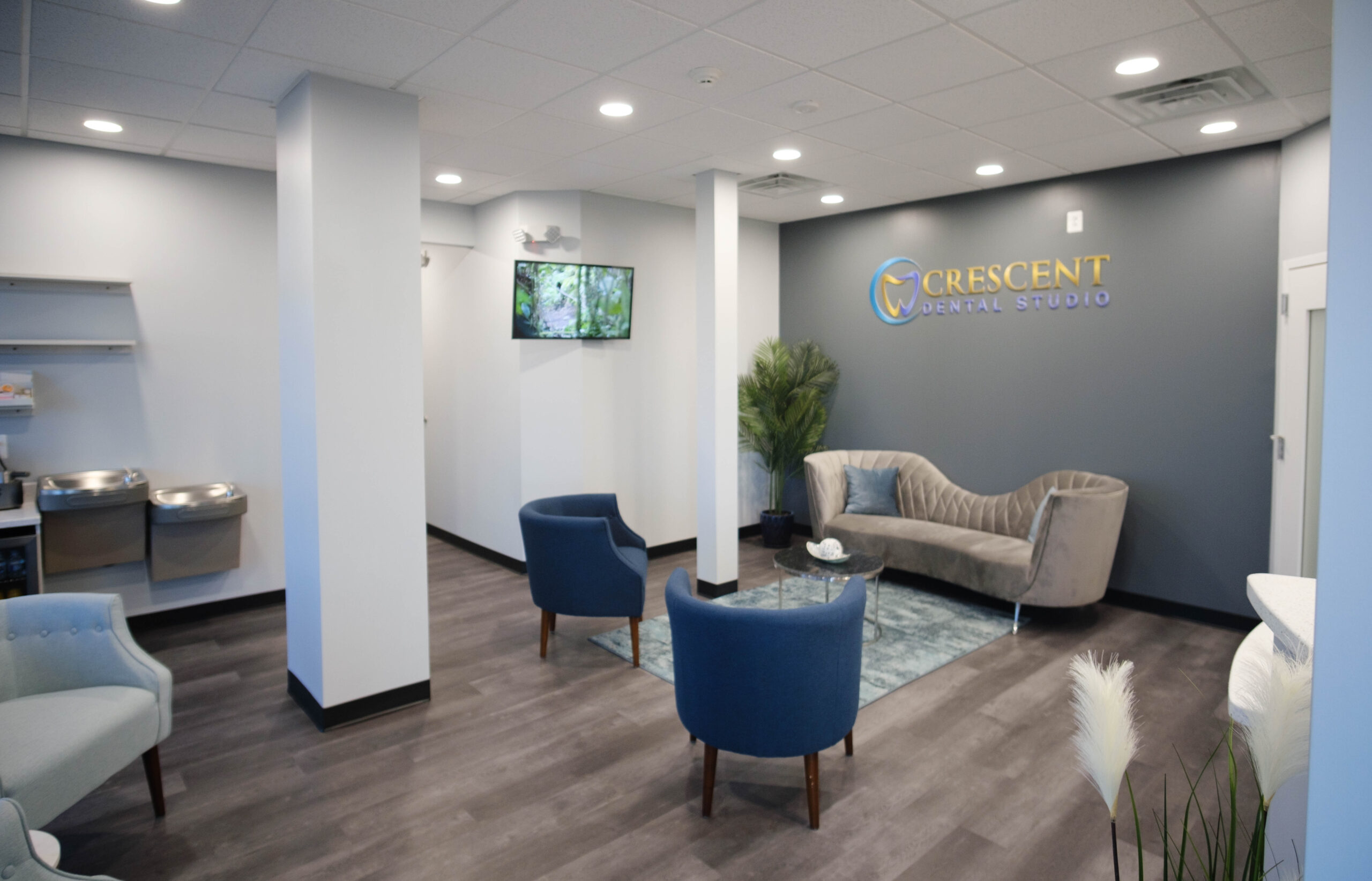 waiting area at crescent dental studio